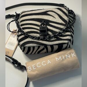 Rebecca Minkoff Faux Fur Zebra Print Mini  Crossbody Bag NWT